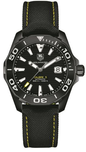 TAG Heuer Aquaracer 300M Calibre 5 41 Titanyum PVD / Siyah / Nylon, referans WAY218A.FC6362