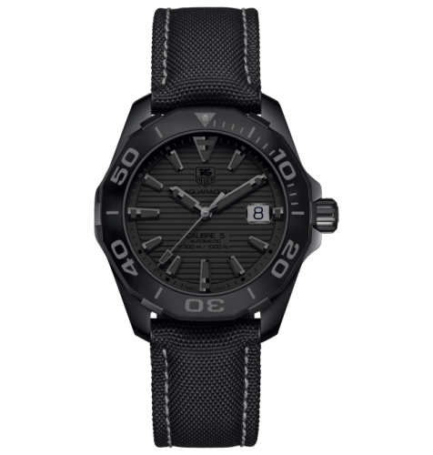TAG Heuer Aquaracer 300M Calibre 5 41 Titanyum PVD / Siyah Phantom / Nylon, referans WAY218B.FC6364