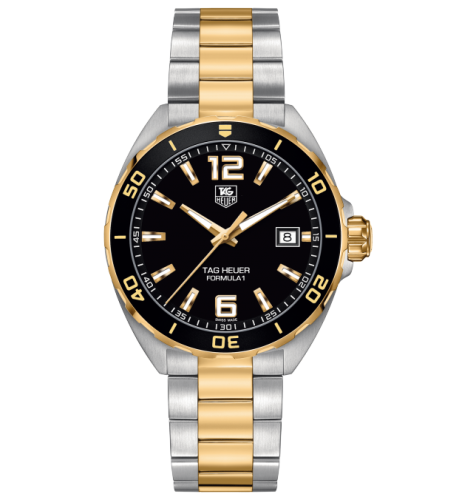 TAG Heuer Formula 1 Quartz 41 Paslanmaz Çelik / Sarı Altın / Siyah / Bilezik, referans WAZ1121.BB0879