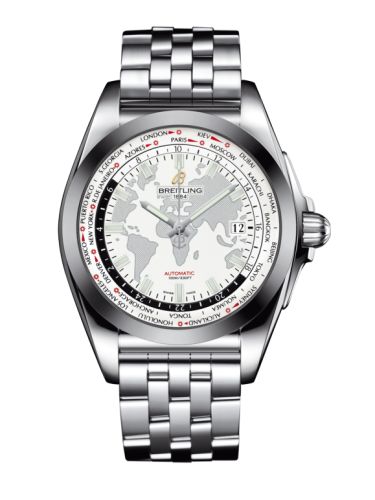 Breitling Galactic Unitime Paslanmaz Çelik / SleekT / Antarctica Beyaz / Bilezik 44mm, referans WB3510U0.A777.375A