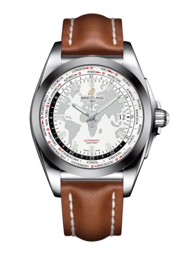 Breitling Galactic Unitime Paslanmaz Çelik / SleekT / Antarctica Beyaz / Calf 44mm, referans WB3510U0.A777.433X