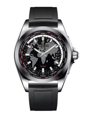 Breitling Galactic Unitime Paslanmaz Çelik / SleekT / Trophy Siyah / Kauçuk 44mm, referans WB3510U4.BD94.131S