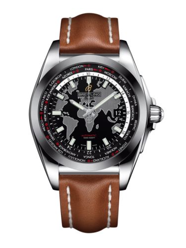 Breitling Galactic Unitime Paslanmaz Çelik / SleekT / Trophy Siyah / Calf 44mm, referans WB3510U4.BD94.433X
