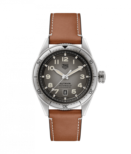 TAG Heuer Autavia Calibre 5 Paslanmaz Çelik / Gri / Leather, referans WBE5111.FC8267-1