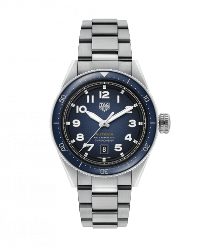 TAG Heuer Autavia Calibre 5 Paslanmaz Çelik / Mavi / Bilezik 42mm, referans WBE5116.EB0173