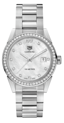TAG Heuer Carrera Quartz 36 Stainless Steel / Diamond / MOP - Diamond / Bracelet, reference WBG1315.BA0758