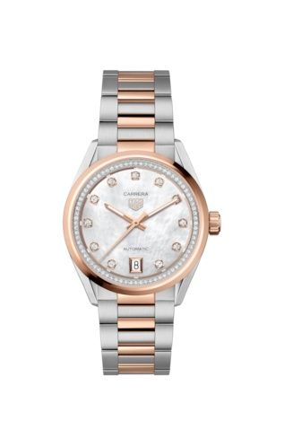 TAG Heuer Carrera Date 36 Stainless Steel - Rose Gold / MOP - Diamond, reference WBN2351.BD0000