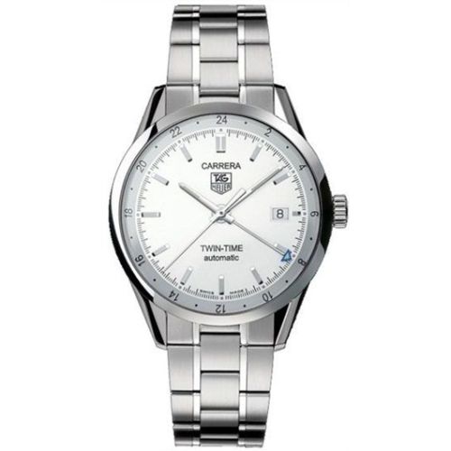 TAG Heuer Carrera Calibre 7 Twin Time Stainless Steel / Silver / Bracelet 39mm, reference WV2116.BA0787