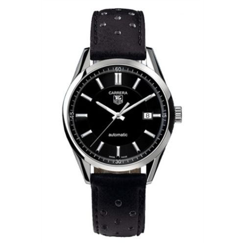 TAG Heuer Carrera Calibre 5 39 Stainless Steel / Black / Calf, reference WV211B.FC6182