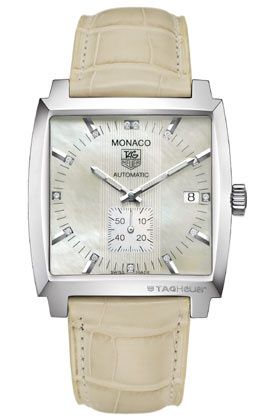 TAG Heuer Monaco Automatic Paslanmaz Çelik / MOP - Elmas / Alligator, referans WW2113.FC6215