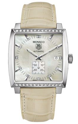 TAG Heuer Monaco Automatic Paslanmaz Çelik - Elmas / MOP - Elmas / Alligator, referans WW2114.FC6215