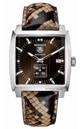 TAG Heuer Monaco Automatic Paslanmaz Çelik / Kahverengi - Elmas / Python, referans WW2116.FC6217