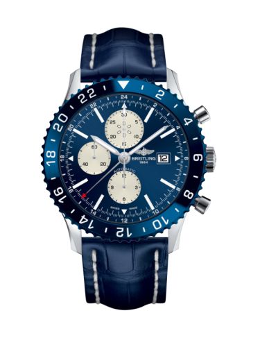 Breitling Chronoliner Paslanmaz Çelik / Mavi / Croco 46mm, referans Y2431016.C970.746P